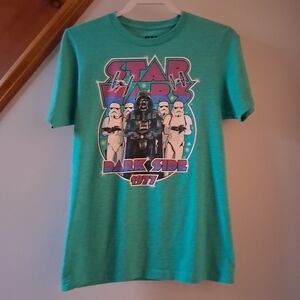 Star Wars 1977 Teal Green Tee-Shirt Small T-shirt with Darth Vader Storm Trooper